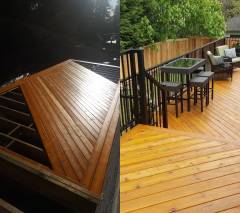 Outdoor deck before after Thistle Construction